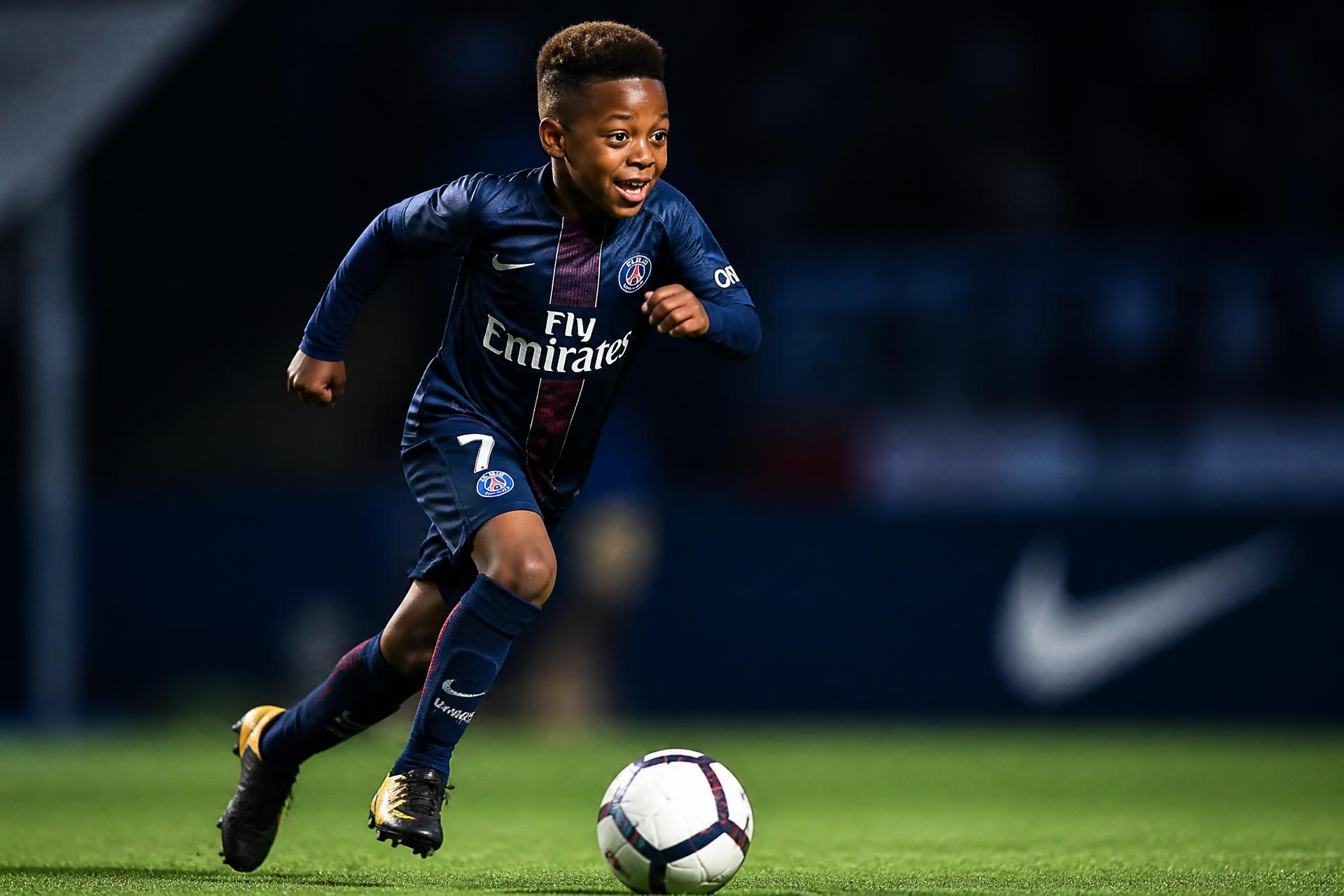 Young soccer player in action