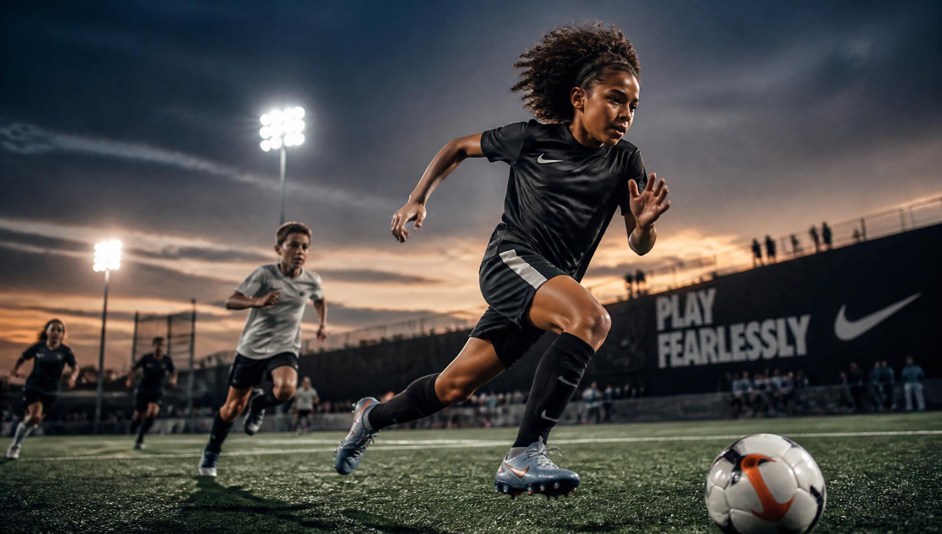 Player sprinting under stadium lights